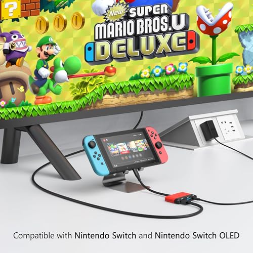 Image of Switch Dock for Nintendo Switch 2 /Switch /OLED, 3-in-1 Portable TV Dock with 4K@60Hz HDMI USB 3.0 Port USB C PD 100W Charging,Mini Travel Dock Replacement for Switch Docking Station,