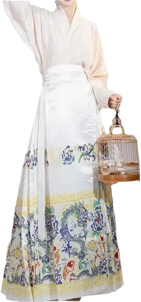 Retro Hanfu Horse Face Skirt Weaver Gold Girl Chinese Traditional Hanfu Pleated Skirt Fairy Dress