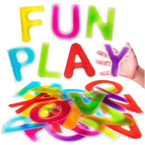 Playlearn Letras sensoriales de gel del alfabeto de la A a la Z – 26 piezas de juguete educativo con textura táctil para niños, autismo, alivio de ansiedad, alfabeto líquido, juguete sensorial ABC