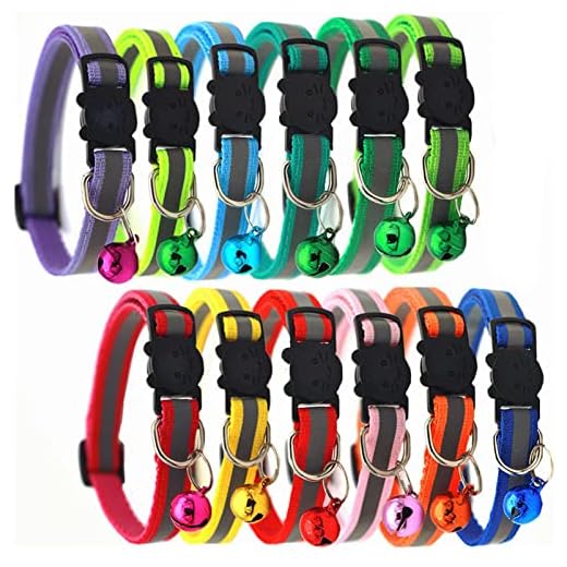 MAIYADUO Reflecterende kattenhalsbanden veiligheid snelsluiting gesp met bel - huisdier kat kitten kraag verstelbaar 19-32 cm