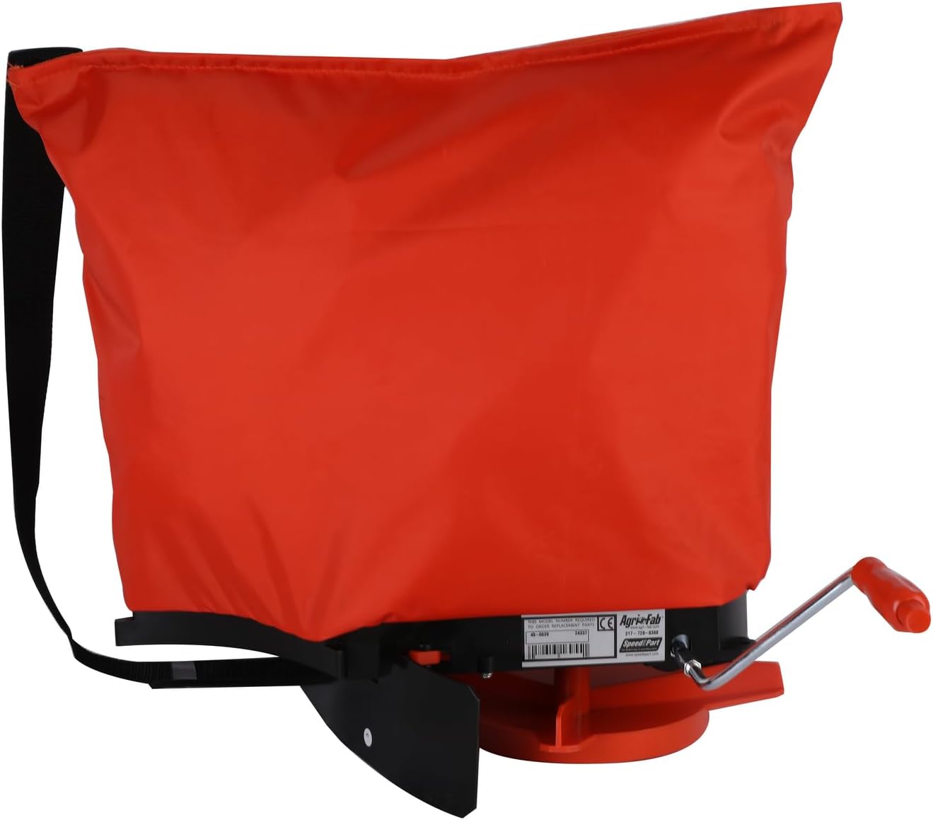 Agri-Fab 45-0639 25 lb. Handheld Bag Seeder Spreader with Waterproof Bag, Enclosed Gears, Adjustable Shoulder Strap, Rear Baffle, Orange