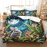 【Matériaux Premium】: Cette housse de couette imprimée Lapin Forêt Clair de Lune est tissée en microfibre 100% polyester - douce, résistante et hypoallergénique. Offrez à votre enfant une nuit de sommeil parfaitement confortable.