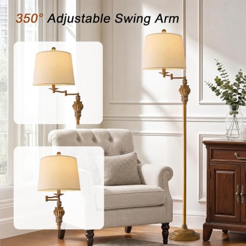 Image of Vintage Floor Lamp with 350 Adjustable Swing Arm 61 inch Lamps for Living Room