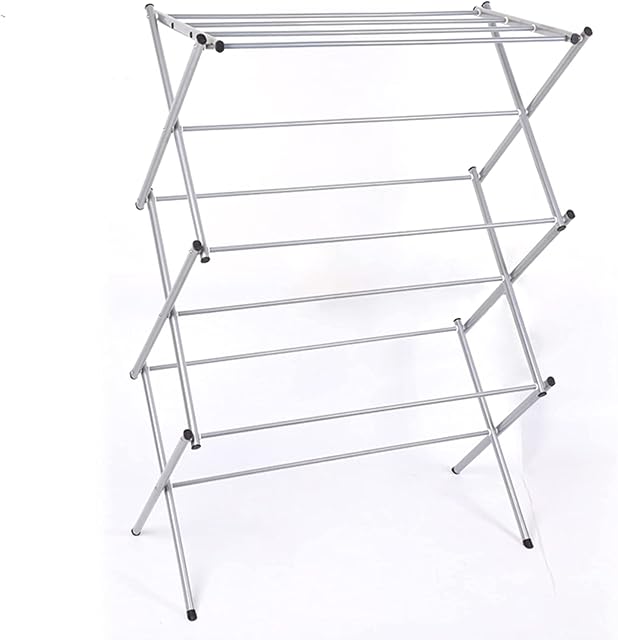 AAMEN 3 Tier Clothes Airer, Clothes Drying Rack, Laundry Rack, Foldable Metallic Clothes Dryer With Wide Drying Space Perfect For Both Indoor And Outdoor