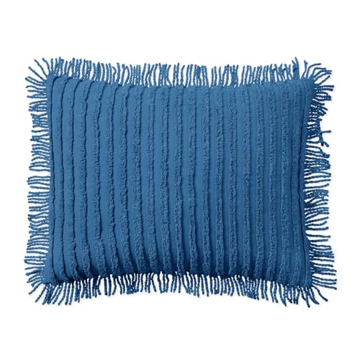 Image of BrylaneHome Chenille 100% Cotton Sham - Standard, Antique Blue