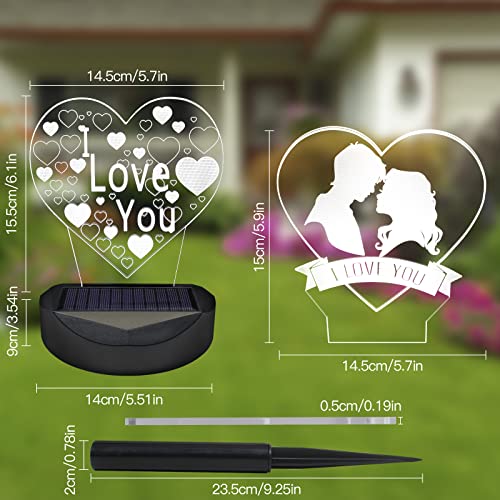Hugsee 3D Solar Lawn Lights Outdoor Solar Lights Decorative Rgb Led Colorful Lawn Light With 7 Colors 4 Flashing Mode Waterproof Acrylic Night Light Decor Lawn Lamp For Pathway Patio Garden (Heart) #TOP1