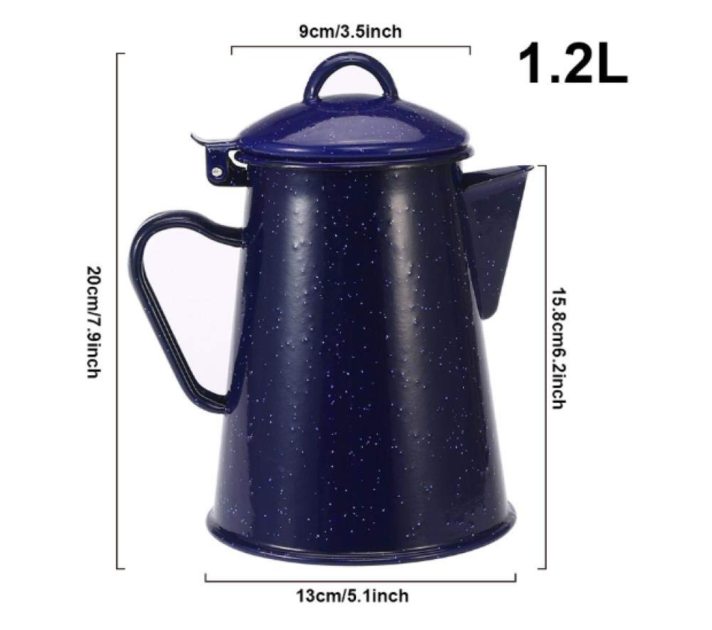 Caffettiere Teiere E Caraffe Per Caffè Servizi Da Tè Pentola Smaltata, Pentola A Mano, Caffettiera, Blu E Bianco Dentro E Fuori@1.2L
