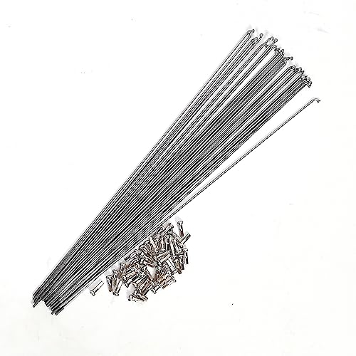 ZOCKZ 14G Bicycle Spokes 40 Pcs J Bend Steel Silver Mountain Bike Spokes 72-310mm Cycling Spokes with Nipples for MTB Road Bike Racing Bike Folding Bike