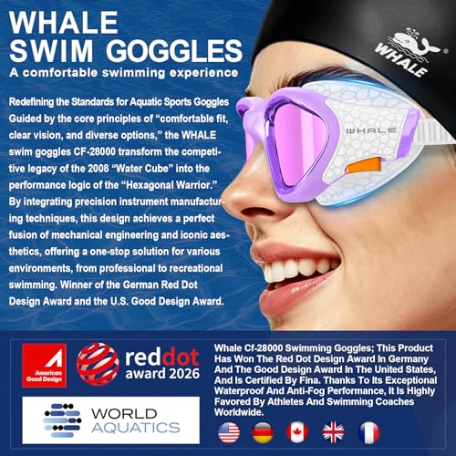 Image of Whale Swim Goggles Polarized Anti-Fog Lenses, Unisex | 100% UV Protection | Anti-Fog Goggles High Definition, Wide-Angle View