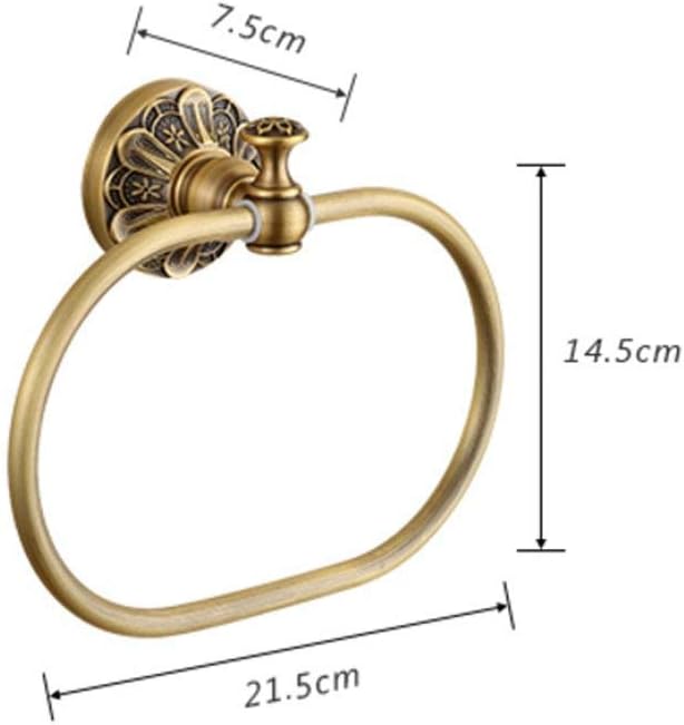 Towel Racks Towel Ring Thicken Wall-Mounted Movable Towel Ring Bathroom Retro Hardware Pendant European-Style Copper Antique