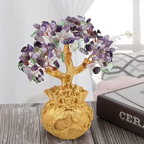 KYEYGWO Amethyst Crystal Money Bag Tree Bonsai Tree Feng Shui Decoration Reiki Healing Crystal Stone Office Home Table Decoration Wealth and Good Luck - Image 4