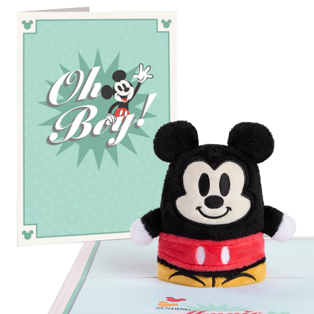 Lovepop Plushpop Soft Animal Pop-Up Card for Her and Him - 3D Disney's Mickey Mouse Greeting Card for Boys, Girls, Men, Women - Oh Boy! Sending Magic