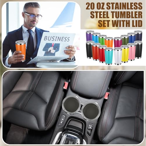 Sabary-50-Pcs-20-oz-Stainless-Steel-Tumbler-Bulk-with-Lids-Insulated-Vacuum-Travel-Mug-Powder-Coated-Coffee-Mug-Stainless-Steel-Skinny-Tumbler-Cup-for-Coffee-Beverages-Hot-Cold-Drinks-Bright-Color