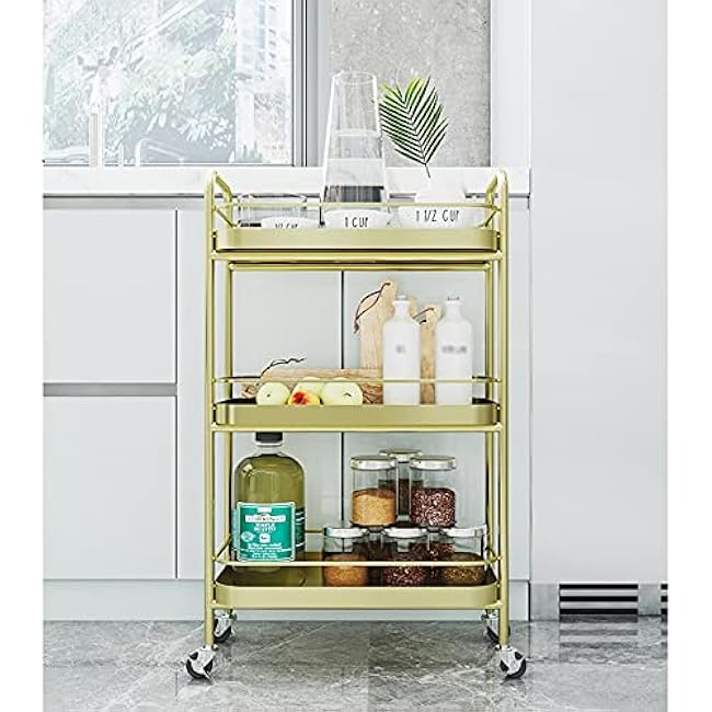Kitchen Storage Trolleys Kitchen Movable Shelf Household 3 Tier Dishes and Condiment Trolley Floor Storage Storage Shelf with Caster Wheels Serving Trolleys-d1tkbYh7