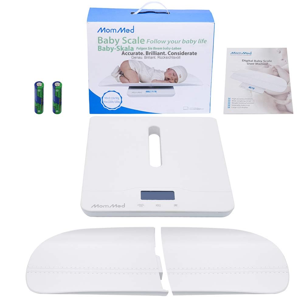 Báscula digital para bebés de 50 g hasta 100 kg, con función de sujeción y accesorio extraíble