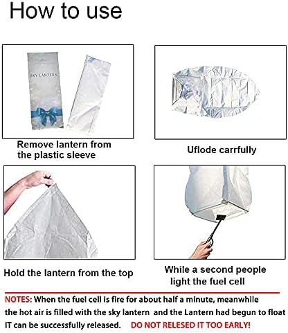 HeyMi 6 Pack Chinese Sky Lanterns, Latest Portable Packaging, Biodegradable Eco-Friendly Chinese Paper Lanterns to Release in Memory Wish for New Year, Weekends, Holidays and Festivals