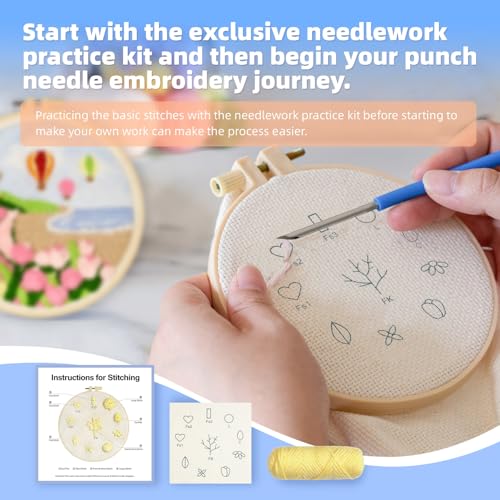 Image of Gipony Embroidery kit for Beginners,Punch Needle Kits Adults Beginner,Punch Needle kit for Beginners, Includes All Tools and Materials,Easy to Follow Instructions and Videos(Landscape)