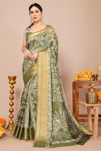 Image of MIRCHI FASHION Women Saree Cotton Silk Batik Block Printed | Breathable Office Wear and Regular Use Sari with Blouse Piece