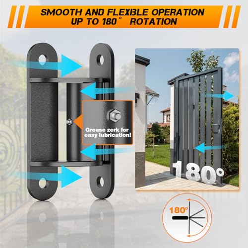 Heavy Duty 7” Face Mount Bolt on Weld on Roller Bearing Gate Hinges for Large Driveway Vehicular Pedestrian Swing Gates Up to 1100 Pounds, Lubricable Iron Gate Hinge 1 Pair by EASGIU - Image 4