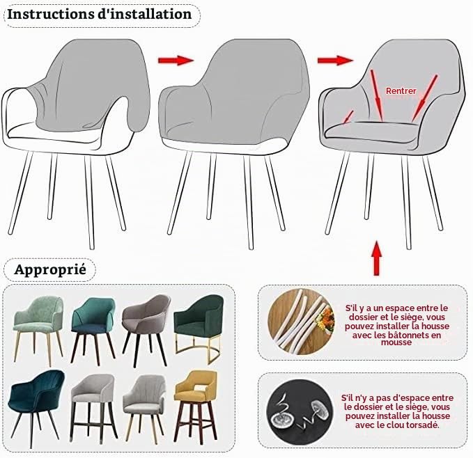Housse De Chaises Salle À Manger 6 Pieces Couverture De Chaise Scandinaves des Accoudoirs Jacquard Housse De Fauteuil Salon Extensible Lavable pour Cuisine Décor De Restaurant