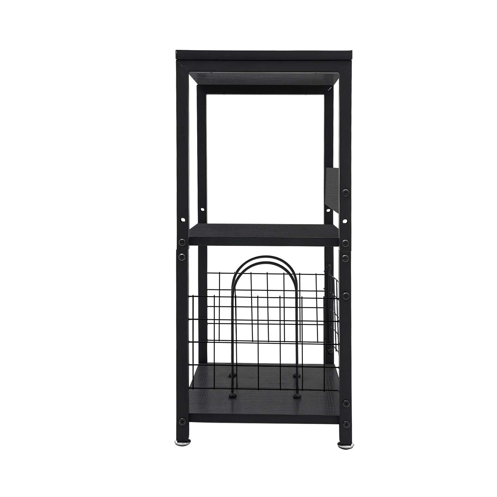 Mobile Vinile Stoccaggio a 3 livelli Ripiano Giradischi carico 45kg Struttura Ferro MDF Stabile Separatori Porta dischi Rimovibili Tavolo di Supplemento per Soggiorno Camera Ufficio