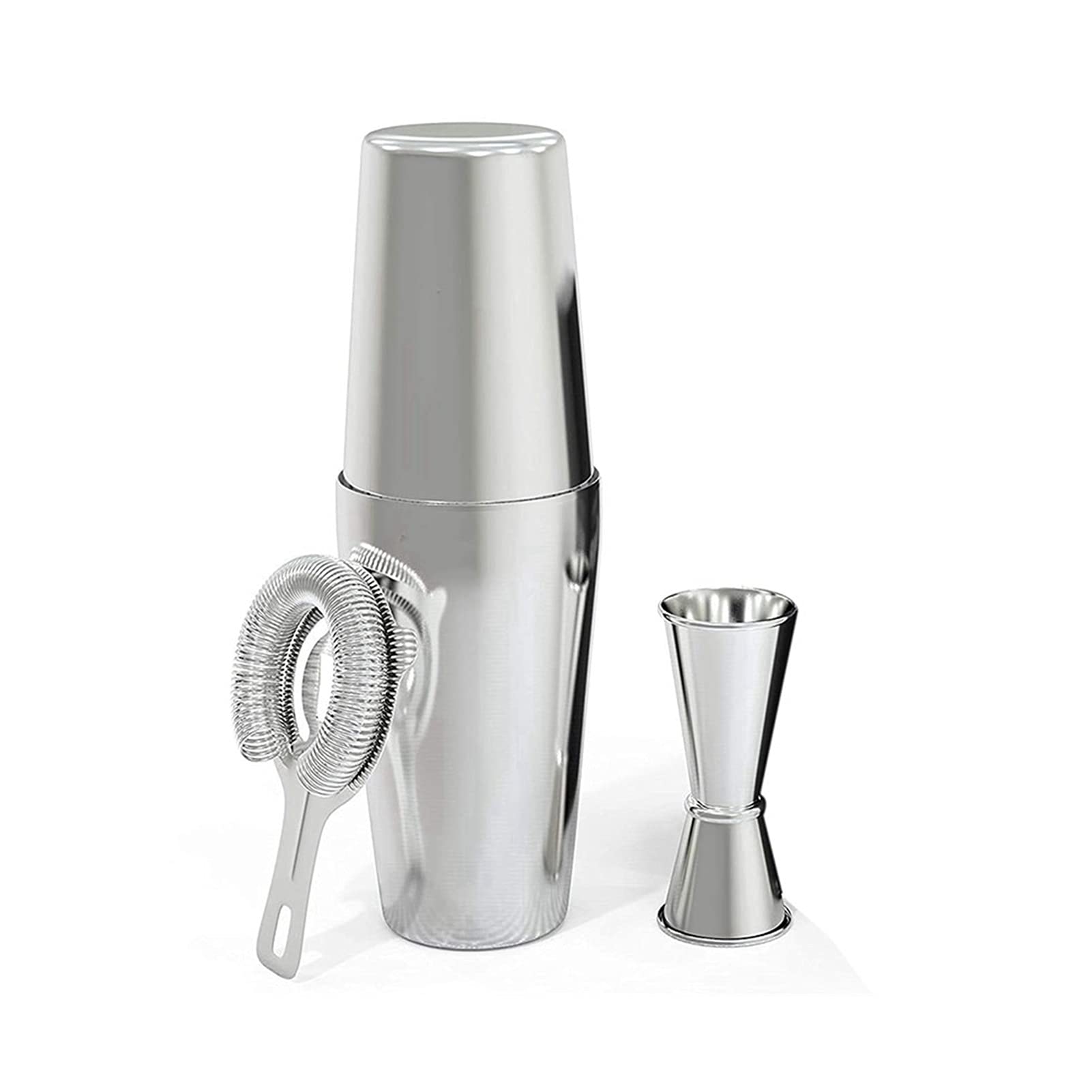 Juego de Coctelera Cocktail Shaker Set Professional Boston Shaker Cocktail Striador de cócteles y Jigger Set de 4 Piezas Juego de Barman de Acero Inoxidable Premium Agitador de Cócteles