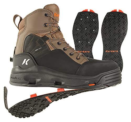 Korkers Buckskin Men's Wading Boots - Durable and Non-Corrosive - Includes Interchangeable Kling-On & Studded Kling-On Soles - Size 8