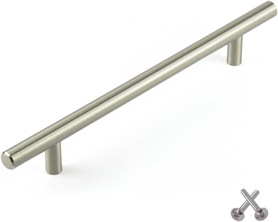 T Bar Kitchen Cabinet Door Handle, Cupboard Drawer Bedroom furniture handles, Brushed Steel 160mm