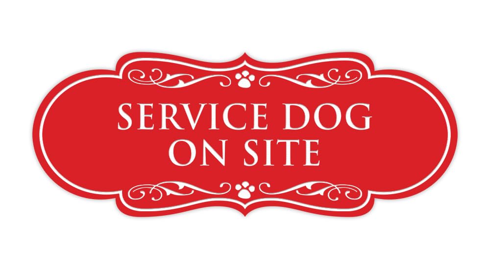 Designer Paws, Service Dog On Site Sign (Red) - Large 2 Pack