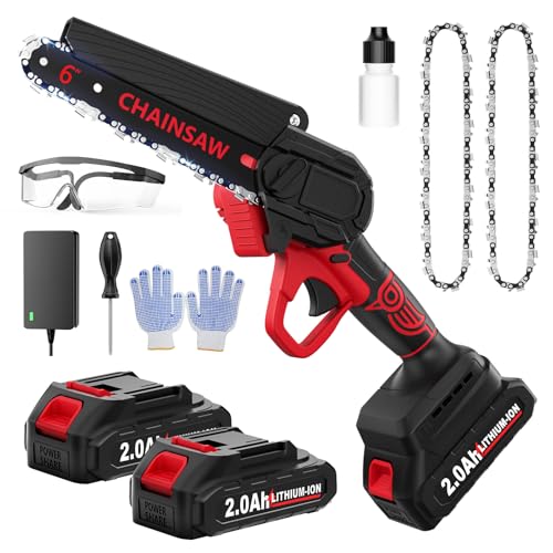 FULLYEA Mini Chainsaw Cordless, 6 Inch Brushless Electric Chainsaw With