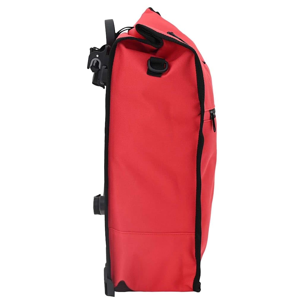 Torba rowerowa czerwona z poliestru 34 x 16 x 59 cm, przestronna i wodoszczelna, nadaje się do rowerów MTB, rowerów wyścigowych, trekkingowych, miejskich i e-rowerów, ergonomiczna i