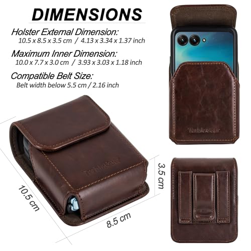 Tarbicgear TBG-FP1 Holster For Z Flip 5, Motorola Razr Plus, Flip Phones Magnetic Belt Pouch With Belt Clip & Card Slot, Leather Flip Phone Case thumb #3