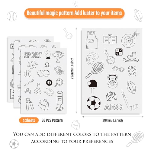 Image of 68 Patterns Study Sport Water Soluble Embroidery Stabilizers Tennis Rugby Stick and Stitch Embroidery Patterns Wash Away Embroidery Paper Starter Kit for Hand Sewing Beginners Adult