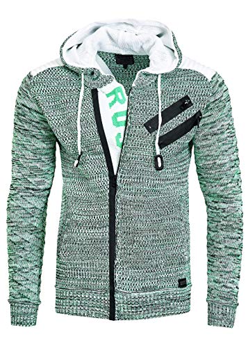 R-Neal Kapuzen-Strick-Jacke Herren Strick Pullover Jacke mit Kapuze und...