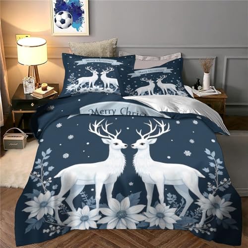Parure de lit cerf de Noël en microfine douce avec impression 3D premium