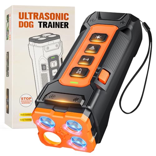 Antibell für Hunde 3X Ultraschall Anti Bell Gerät Hunde, Anti Bellen Gerä mit LED, Sicheres Hundetrainingsgerät, Wiederaufladbar Handgerät Hundegebell Stoppen, Antibell Ultraschall Gerät Innen Draußen