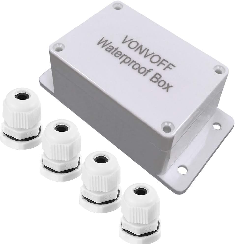 Electrical Box, Universal Junction Box,Dustproof Waterproof IP65 ABS Plastic Box,Enclosure with Fixed Hole and 4pcs x M16 Cable Gland,3.94 x 2.68 x 1.97 inch (100 x 68 x 50 mm)(White)
