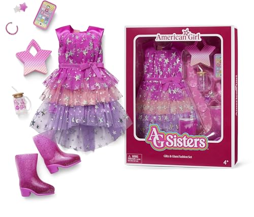 American Girl AG Sisters Glitz & Glam Fashion Set Doll Clothes for 14.5-inch Dolls 7 pcs for Ages 4+ (Amazon Exclusive)