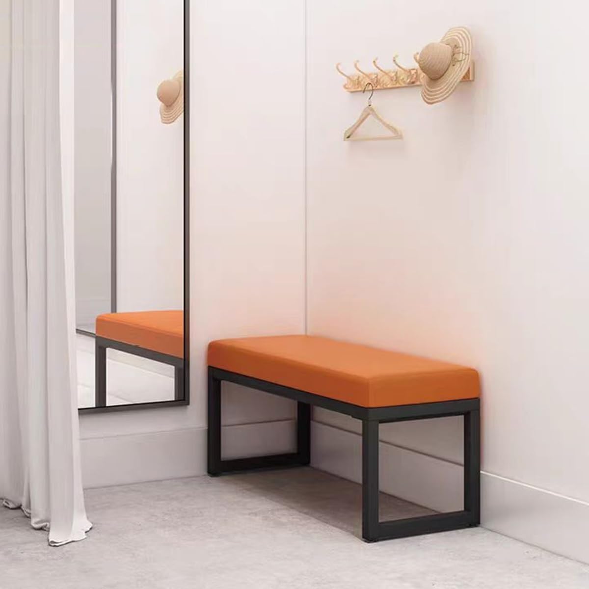 Banc Ottoman Rembourré pour Entrée Banc Moderne pour Chambre À Coucher Repose-Pieds pour Lit Ottoman pour Salon Repose-Pieds en Cuir pour Canapé(Beige,80cm)