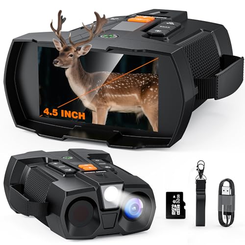 Binocolo Visore Notturno 4K: 4,5' Night Vision con Batteria Ricaricabile Da 5000mAh - Visione Notturna 10X Digitale Zoom 7-Livelli Infrarossi - Regali Di Caccia Per Uomini/Papà/Marito - Campeggio