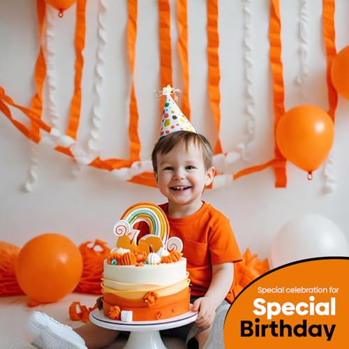 Image of 6 Orange Streamers with White, 492ft Pack of Crepe Paper Party Decorations | Each roll is 82 ft long and 1.8 Inch wide ideal for Birthday Party Decor, Baby showers and Cultural Parties