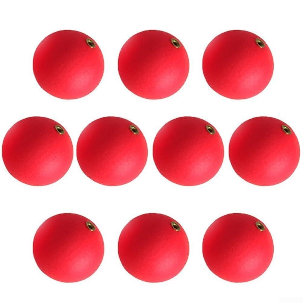 Set of 10 Fishing Floating Bobbers Drift Balls Constructed from EVA Foam and Copper Ring Center for Better Grip and Reliable Strike Indication (30mm red)