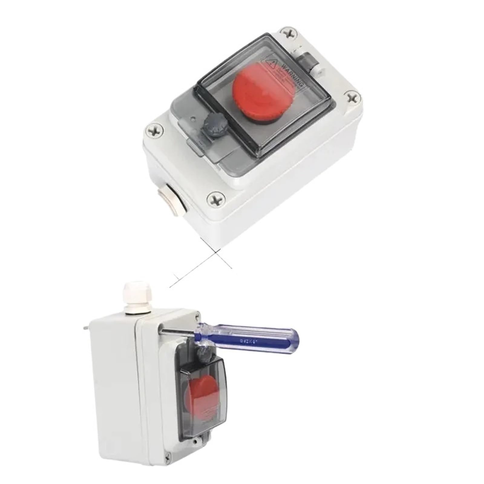 Caja Interruptor Botón Pulsador Impermeable Para Exterior - Con Botón De Emergencia, Arranque/parada, Plástico Resistente
