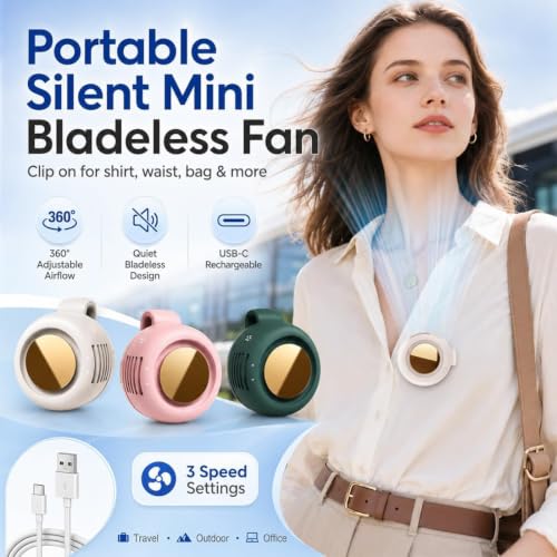 Mini ventilador de cuello sin aspas ajustable para combatir el calor de forma silenciosa 7