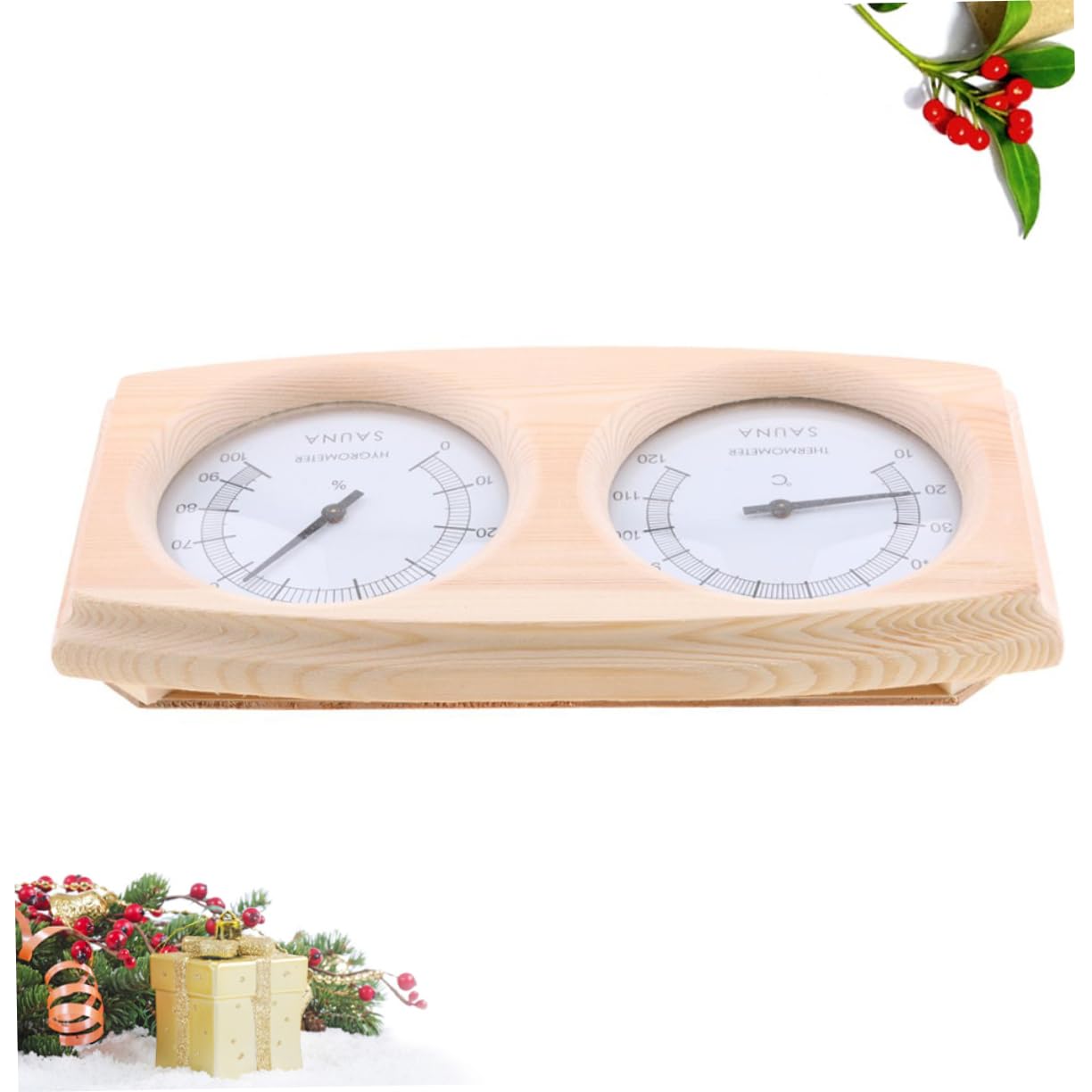 VICASKY Wooden Hygrothermograph Accurate Temperature and Humidity for Sauna Indoor Terrarium Use Dial Ranges to Design Pointer