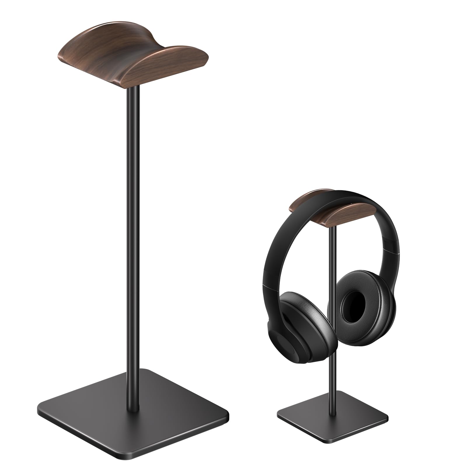 Ahonnpely Headphone Stand for Desk - Headset Stand with Aluminum Hanger and Wooden Support, Headphone Holder for AirPods Max, Sony, Bose, Beats and
