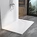 STEINHIRSCH Plato de ducha 100 x 80 cm SMC bañera de ducha, color blanco, aspecto de piedra, plato de ducha extraplano, antideslizante, sin desagüe