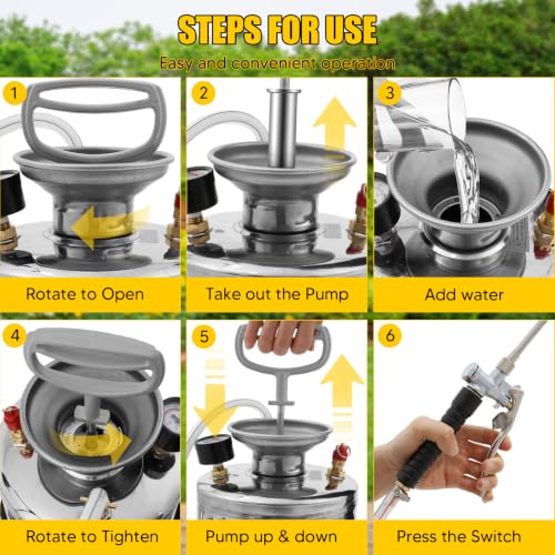 Pulverizador a presión de acero inoxidable 4L para desinfección y limpieza de terrazas 5
