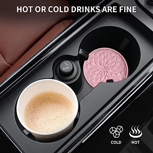 Image of ME.FAN Car Coasters for Cup Holders [4 Pack] - 2.75In Silicone Auto Mug Mats - Universal Non-Slip Recessed Car Interior AccessoriesDusty Rose