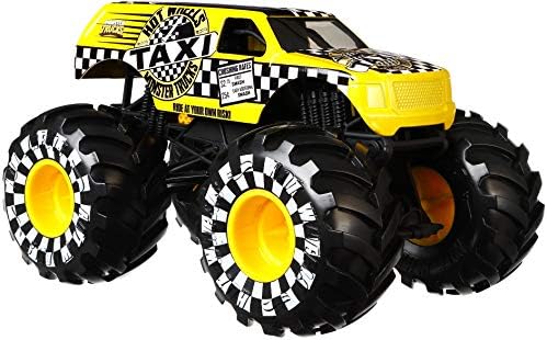 Hot Wheels Monster Trucks Taxi, 1:24 Scale for kids age 3, 4, 5, 6, 7, & 8 Years Old Great Gift Toy Trucks Large Scales
